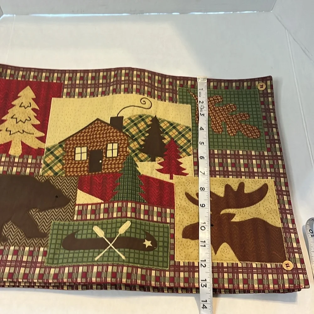 Home studio-Rustic Lodge-Themed Quilted Placemat set of four, button detail.
